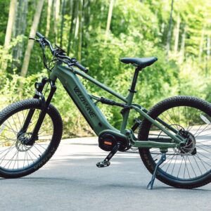 Velowave Full Suspension Electric Mountain Bike – 750W Mid-Drive Motor, High-Capacity Integrated Battery, & All-Terrain Fat Tires (Matte Sage Green)